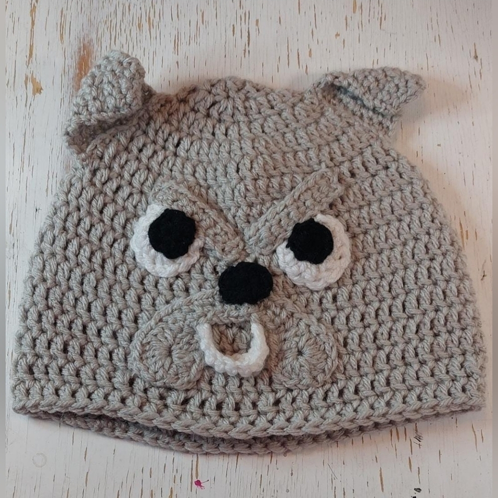 Bulldog Adult Beanie Handmade Crochet Stocking Hat Animal Winter Warm Cozy